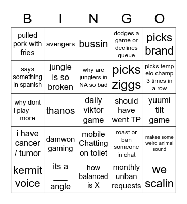 dunlol stream Bingo Card