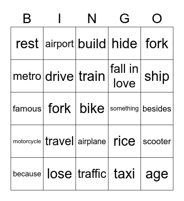 B2U6單字 Bingo Card