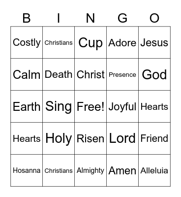 June 27 Worship Bingo (Listen for words during worship and check them off when you hear them)  Just for fun - no prizes Bingo Card