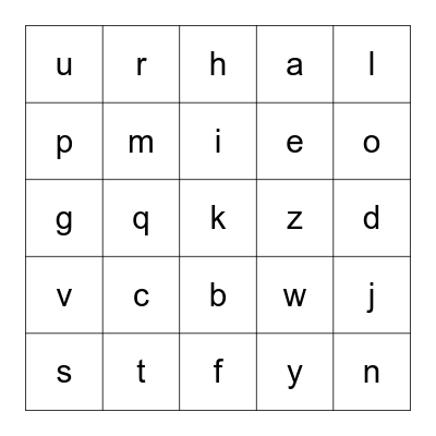 Letters and Sounds Bingo Card