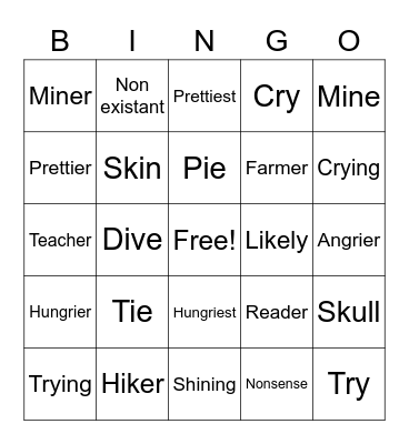Word Work Week 10 Bingo Card
