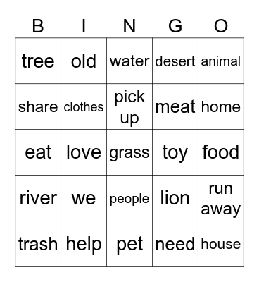 Reading Future Starter2  L2~5 Bingo Card