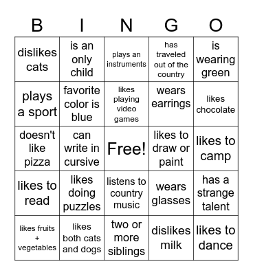 Find someone who... Bingo Card