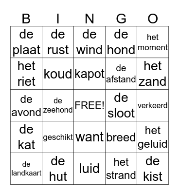woorden met -d en -t  Bingo Card