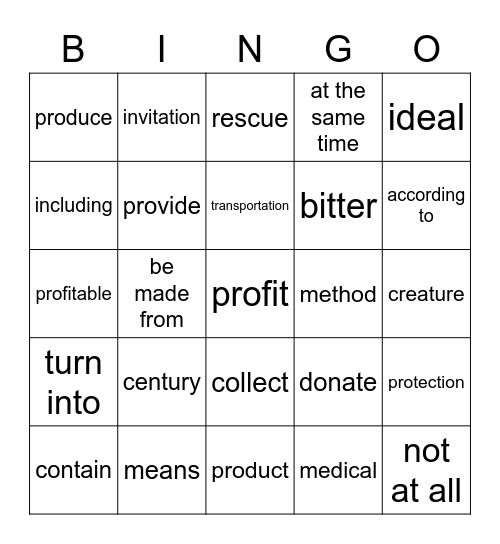 B2 L6 單字 Bingo Card