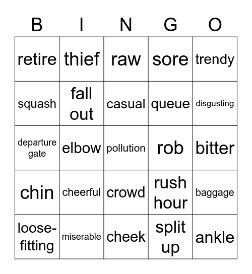 Units 1-11 Bingo Card