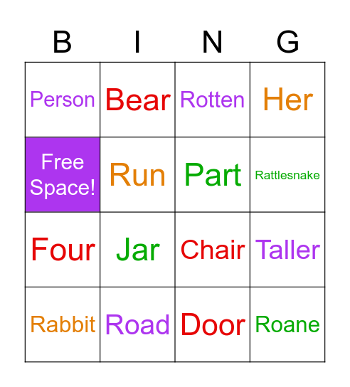 Julian's Bingo Card Bingo Card