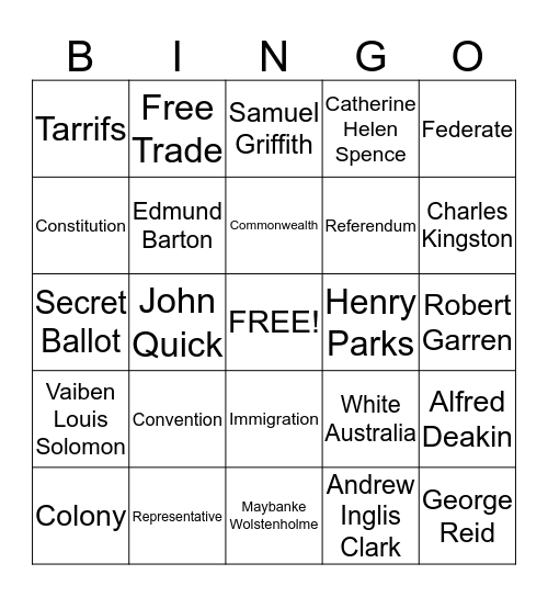 FEDERATION BINGO Card