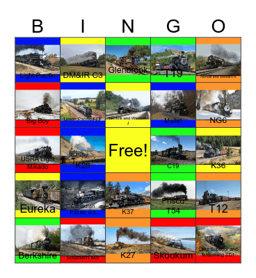 611,Big Boy,1309,Skookum,Victorian Iron Horse Roundup and Rio Grande Narrow Gauge Freights Bingo Card