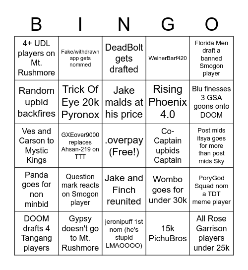 DPL S5 Auction Bingo Card