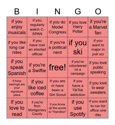 Candidate Matchup Bingo! Bingo Card