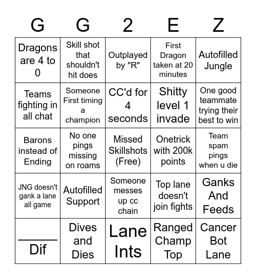 Tilted Bingo Card