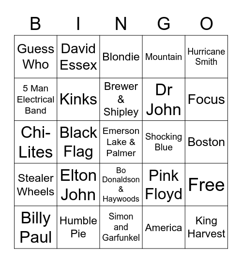 Unsupported - 70s Bingo Card