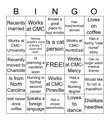 Nurse Residency Bingo Card