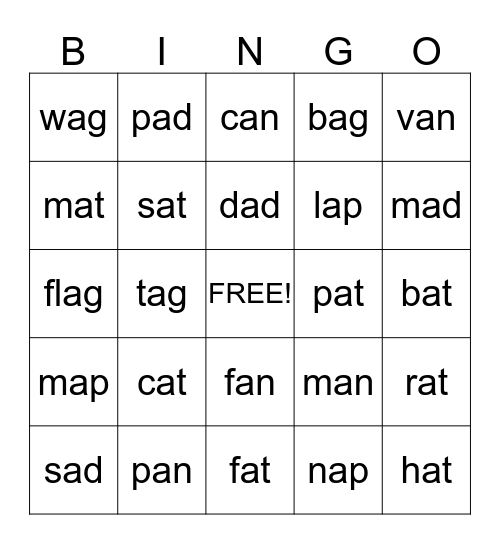 Word Study Bingo Card