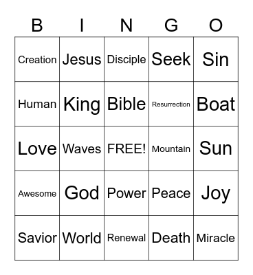 Bible Bingo Card