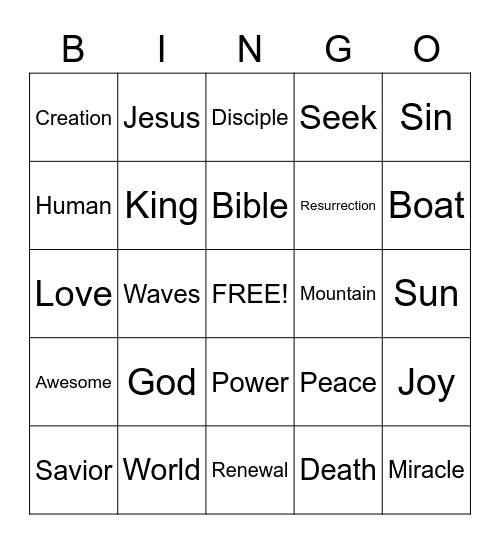 Bible Bingo Card