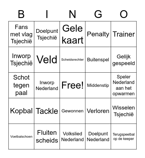 Sven Voetbal Bingo Card