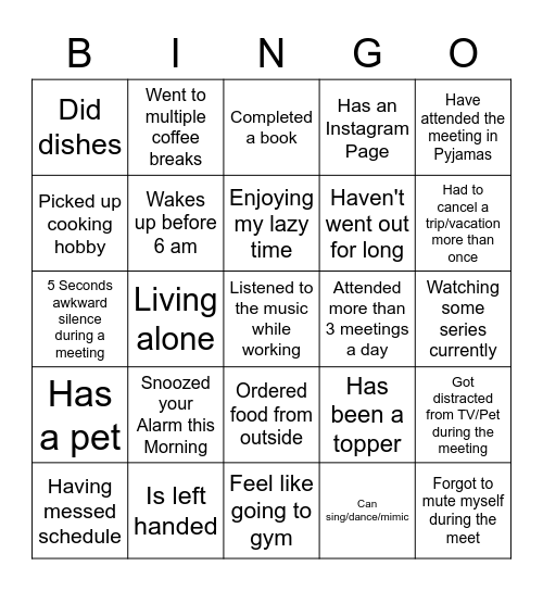 GEP Virtual Bingo Card