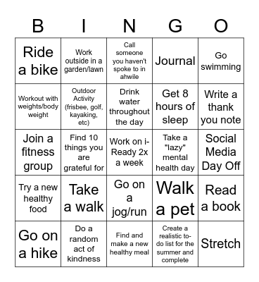 Summer Activities :) Bingo Card