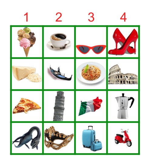 Italië Bingo Card