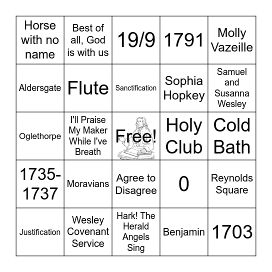 Wesley Birthday Party Bingo Card