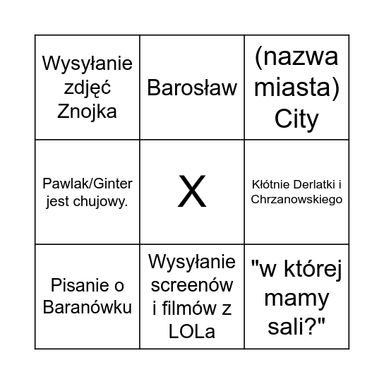 Bingo grupy klasowej Bingo Card