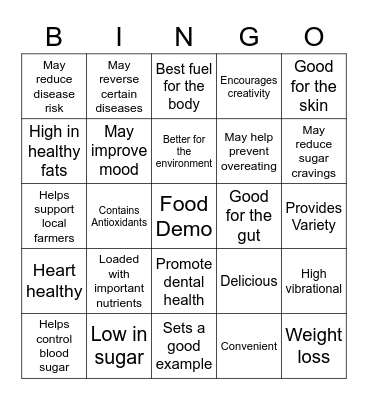 Benefits of Whole Foods Bingo Card