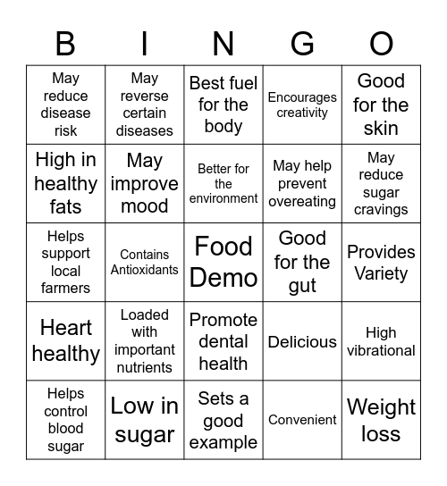 Benefits of Whole Foods Bingo Card