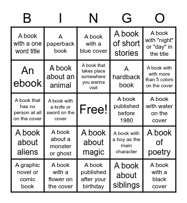 Summer Reading Bingo Card