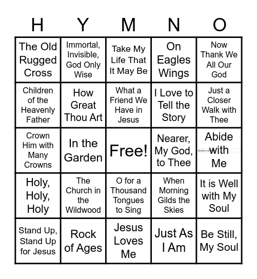 Hymn Bingo Card