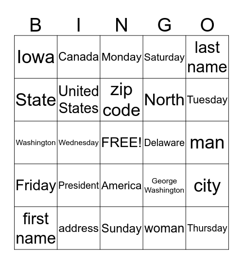 Untitled Bingo Card