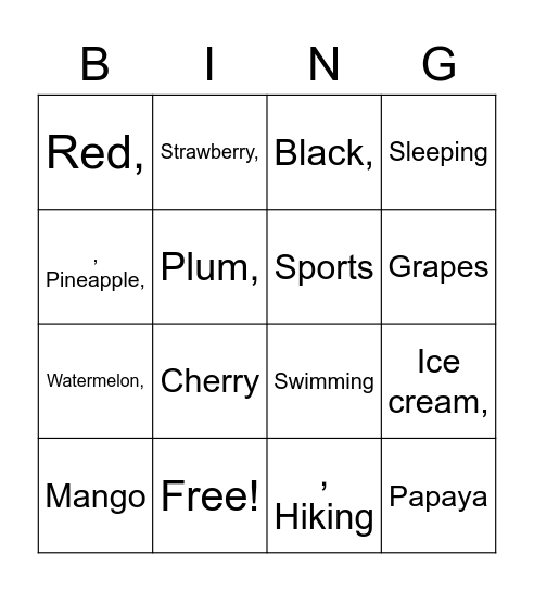 Untitled Bingo Card