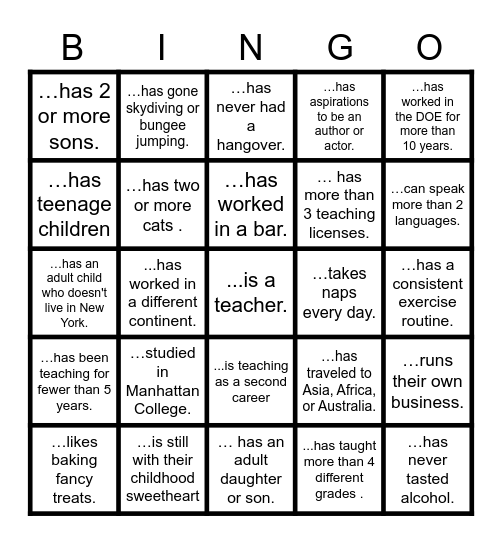 PS207's EOY Celebration Find Someone Who Bingo Card