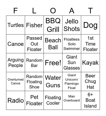 Float Trip Bingo Card