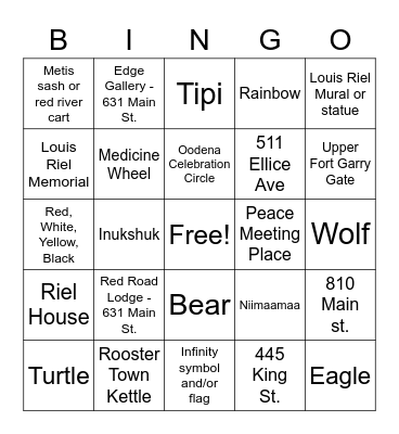 Streetreach Bingo Card