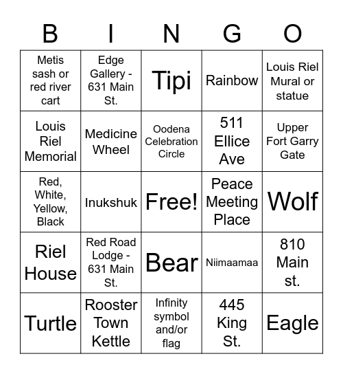 Streetreach Bingo Card