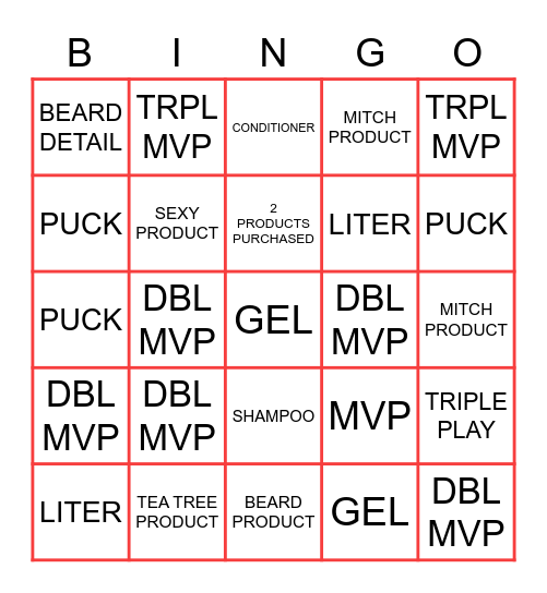 DOUBLE UP Bingo Card