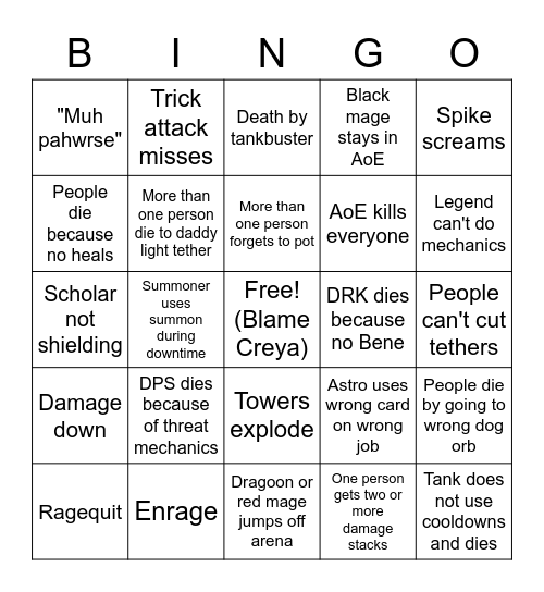 SIMP Bingo! Bingo Card