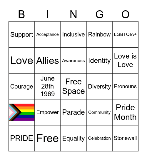 PRIDE Bingo Card