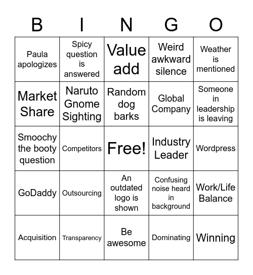 MKTNG Bingo Card