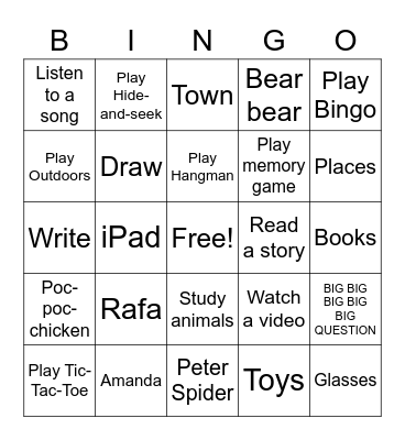 Class Bingo Card