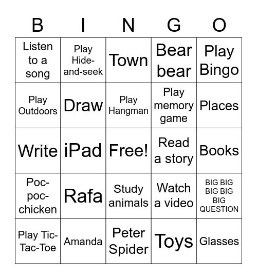 Class Bingo Card