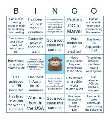 OCA Summer Bingo Card