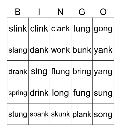 Phonics Bingo Card