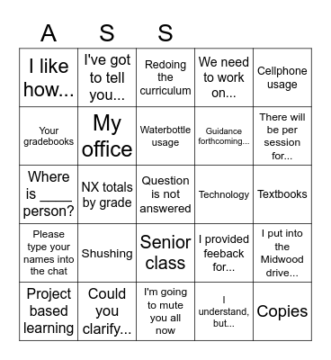 Why do I have to do... Bingo Card