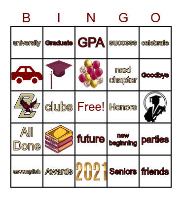 Graduation Bingo Card