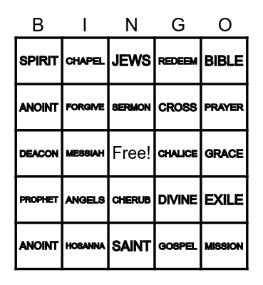 BIBLE BINGO Card