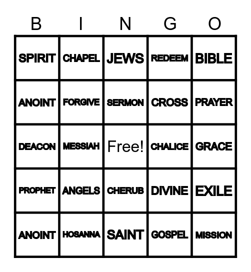 BIBLE BINGO Card