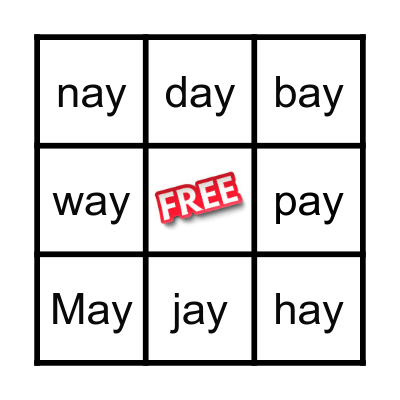 -ay  Bingo Card